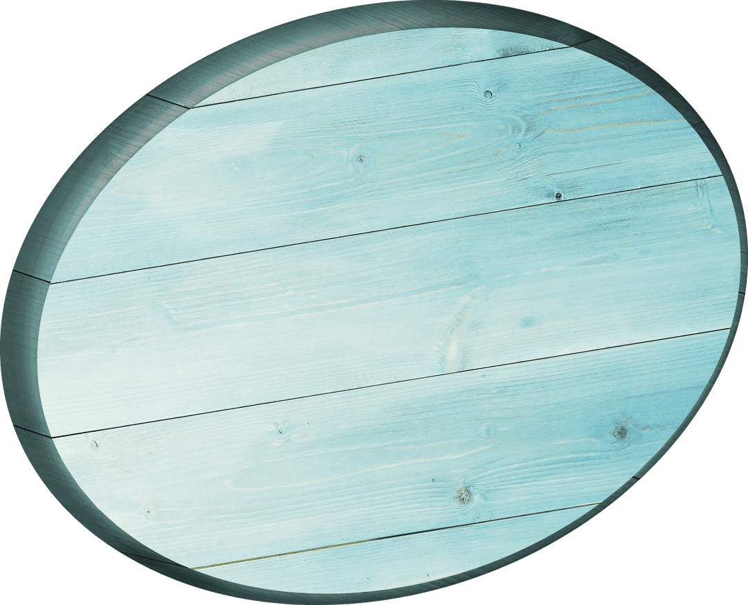Blue Wooden Circle on Transparent Background with Copy Space