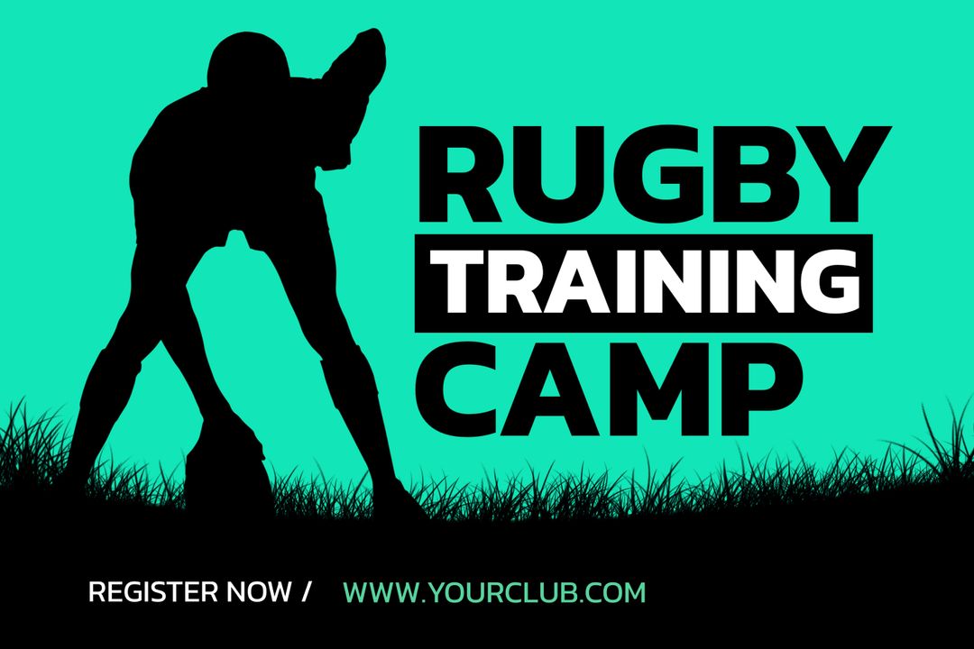 Rugby Training Camp Promotion with Athlete Silhouette