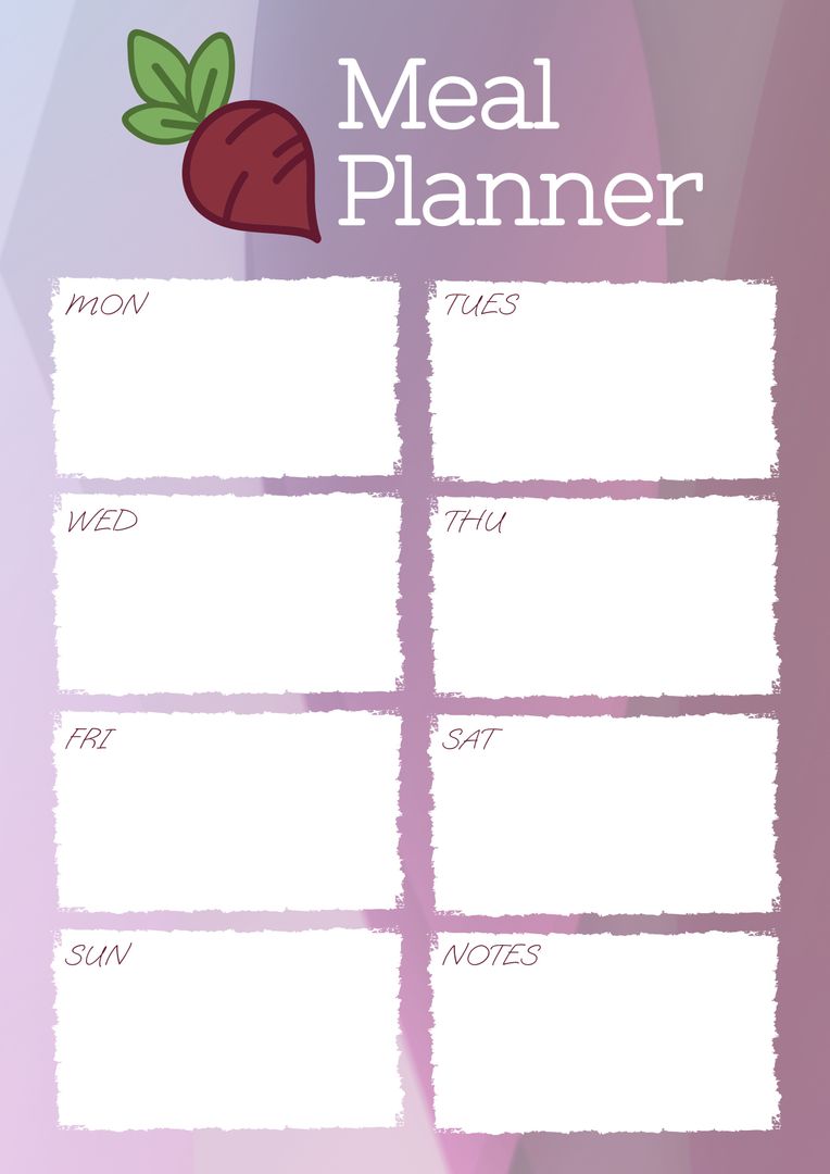 Weekly Meal Planner Template with Creative Beetroot Design - Download Free Stock Templates Pikwizard.com