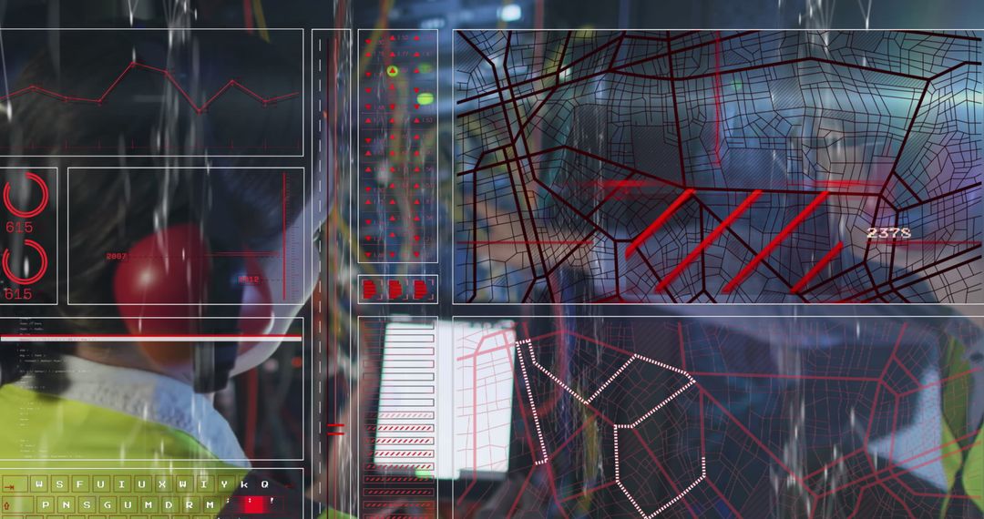 Woman Analyzing Network Systems on High-Tech Console