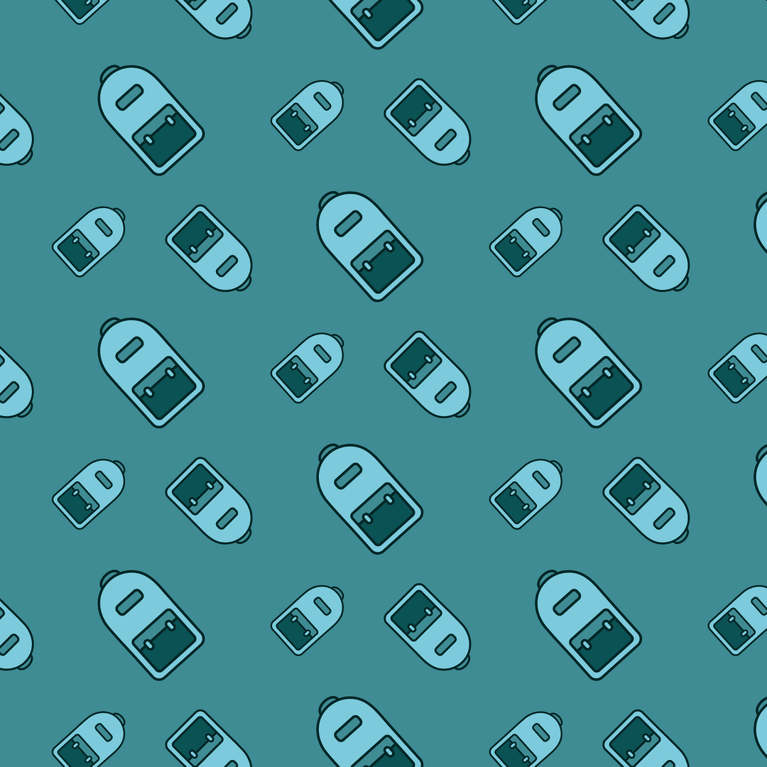 Seamless Transparent School Bags Pattern on Green Background