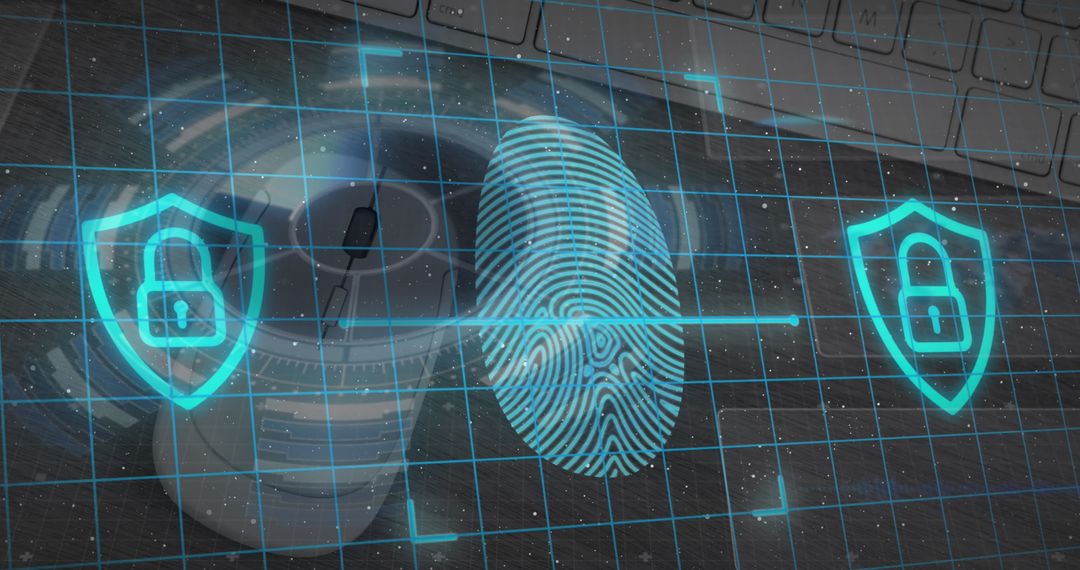 Digital Fingerprint with Cybersecurity Interfaces and Icons