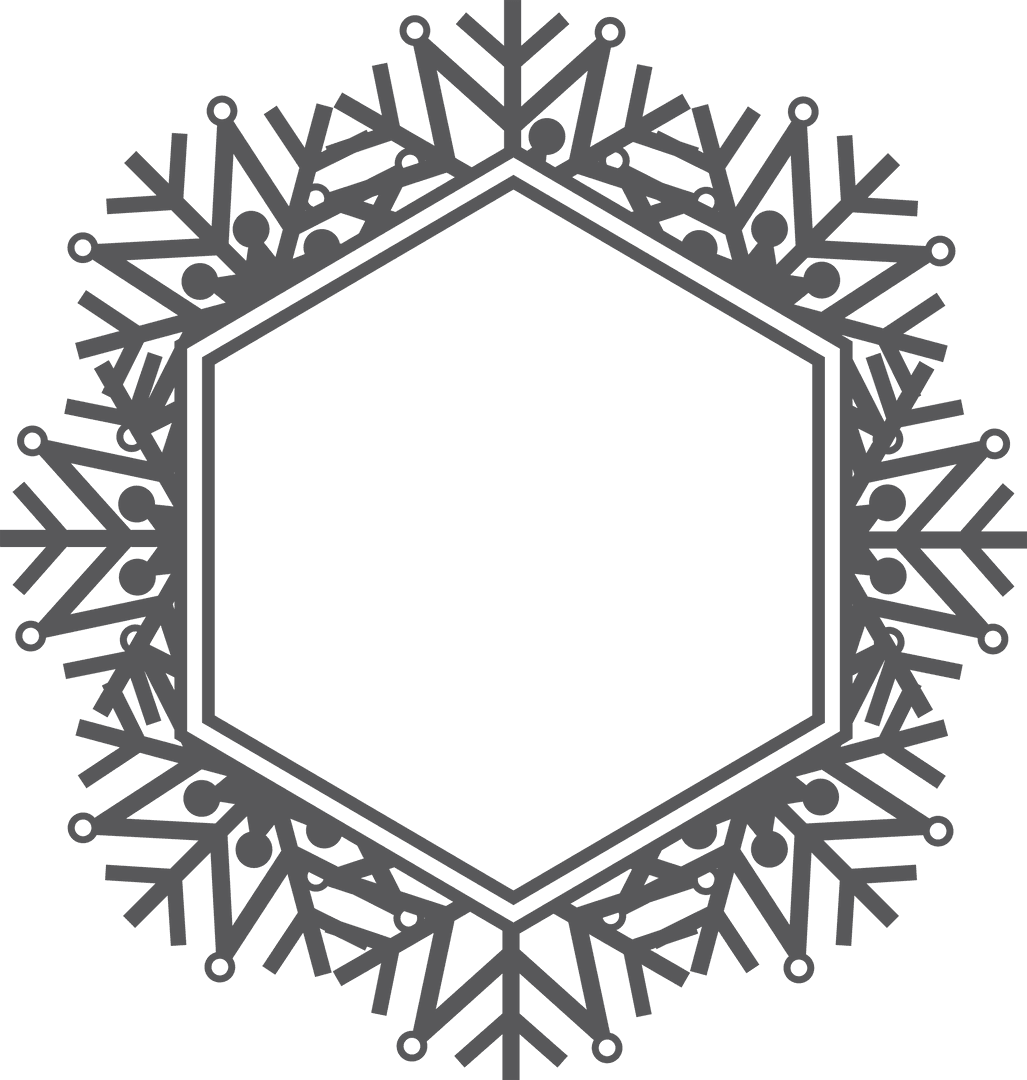Geometric Snowflake Frame with Transparent Background Winter Design