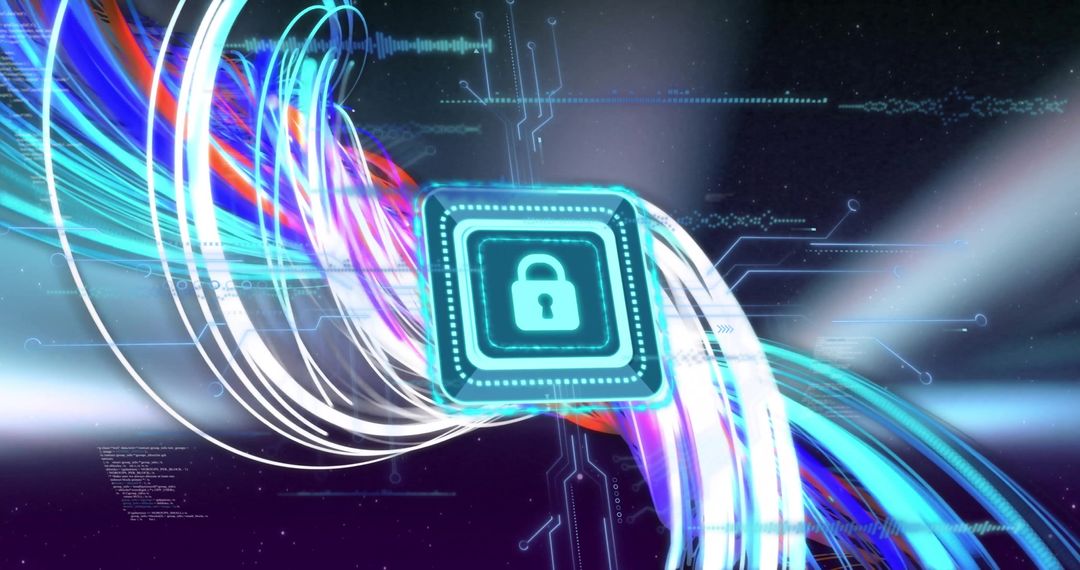 Cyber Security Concept with Digital Data Stream and Padlock