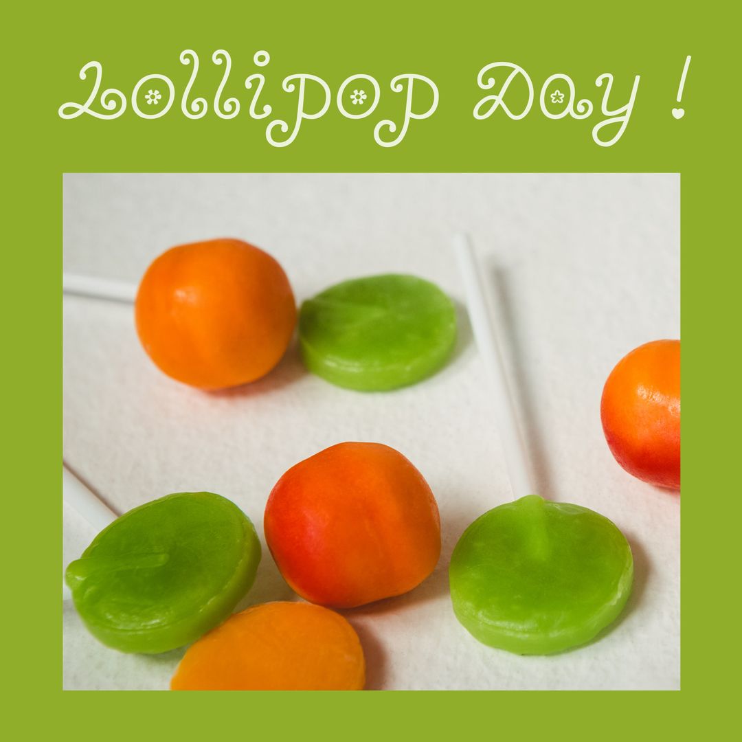 Colorful Lollipops Celebrating Lollipop Day on Green Background