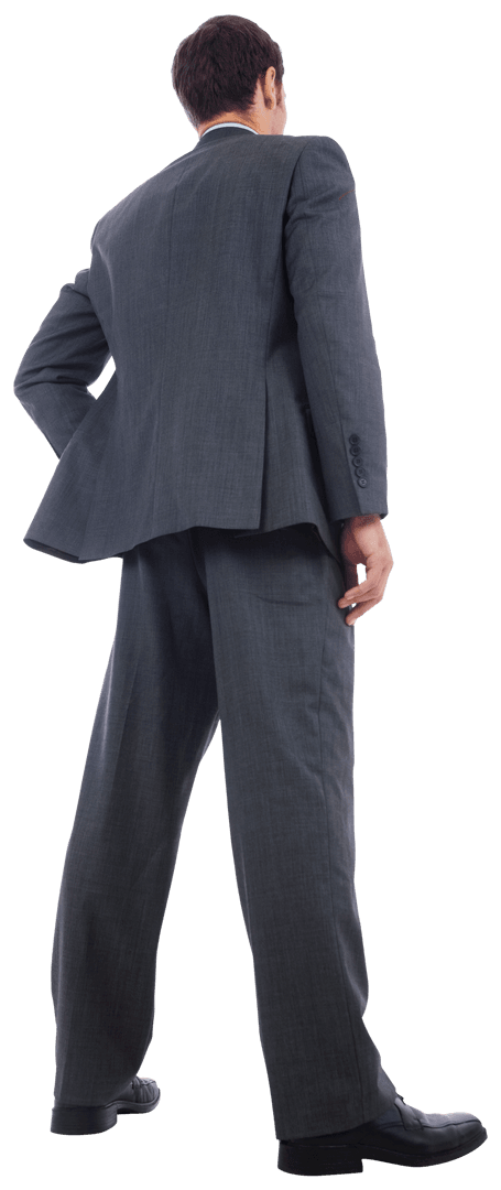 Confident Businessman in Formal Suit Standing with Hand on Hip Transparent Background