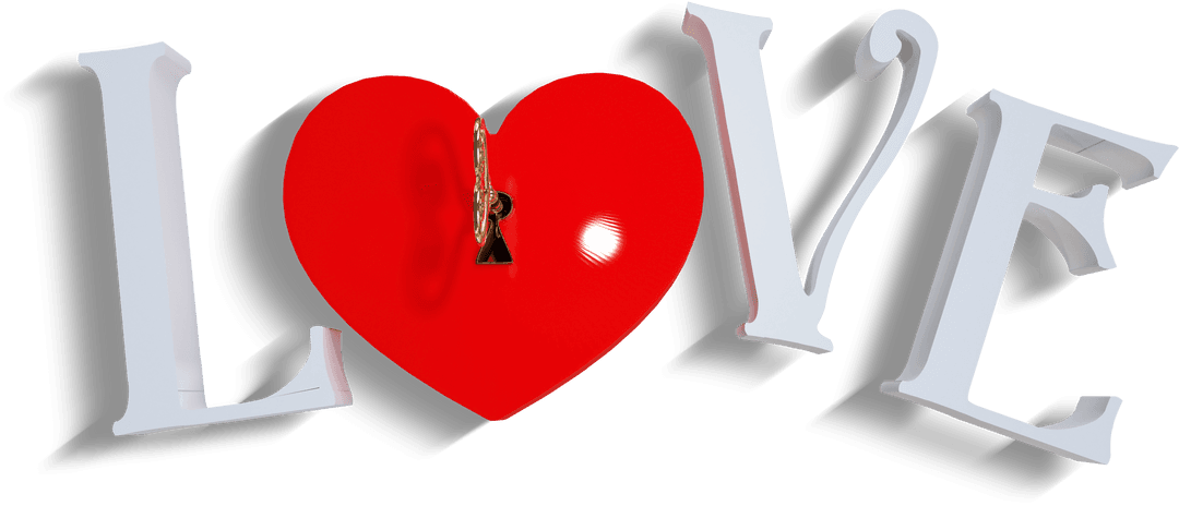 Transparent Love Text with Keyed Heart Box Romance Concept