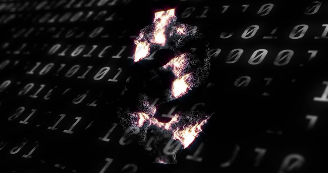 Digital Binary Code Surrounding Dollar Symbol in Tech Themed Background