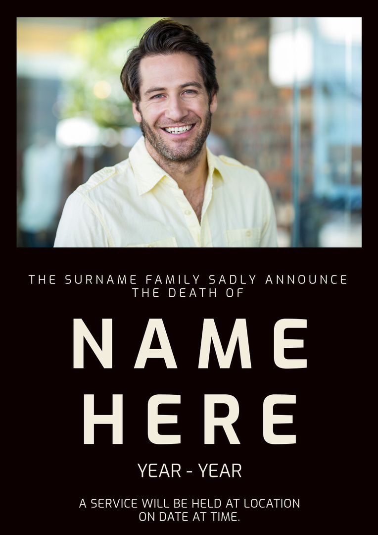 Memorial Template with Smiling Elegant Portrait