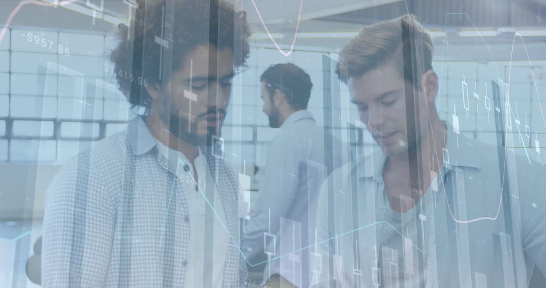 Multicultural Businessmen Analyzing Digital Financial Data