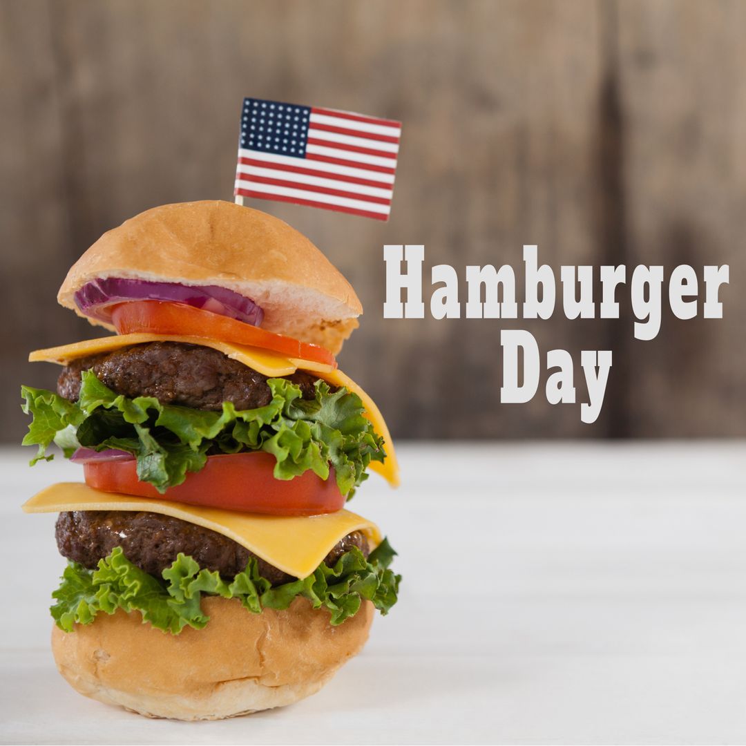 American Hamburger Day Celebration with Decorative Flag - Download Free Stock Templates Pikwizard.com