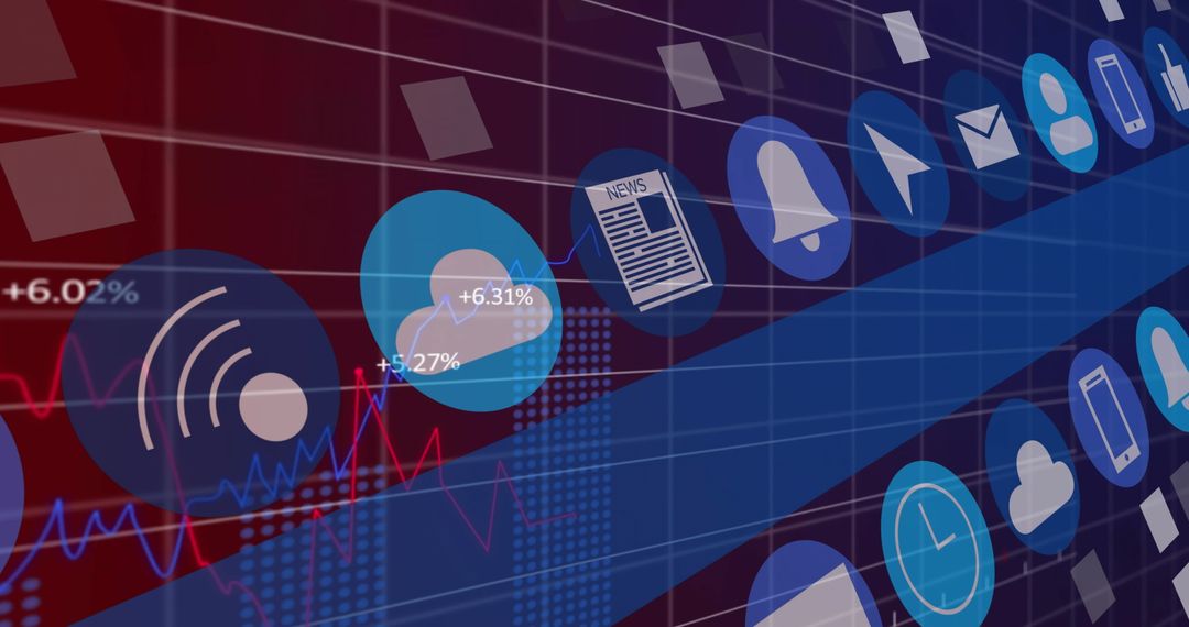 Digital Interface Showing Financial and Technology Icons
