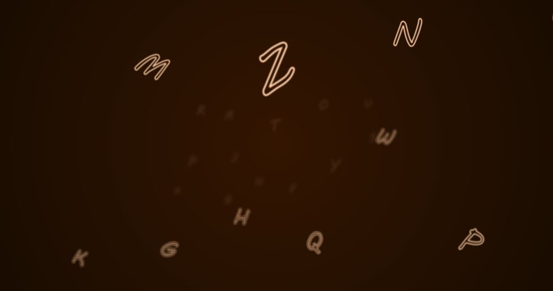 Alphabet Letters Floating in Dark Space