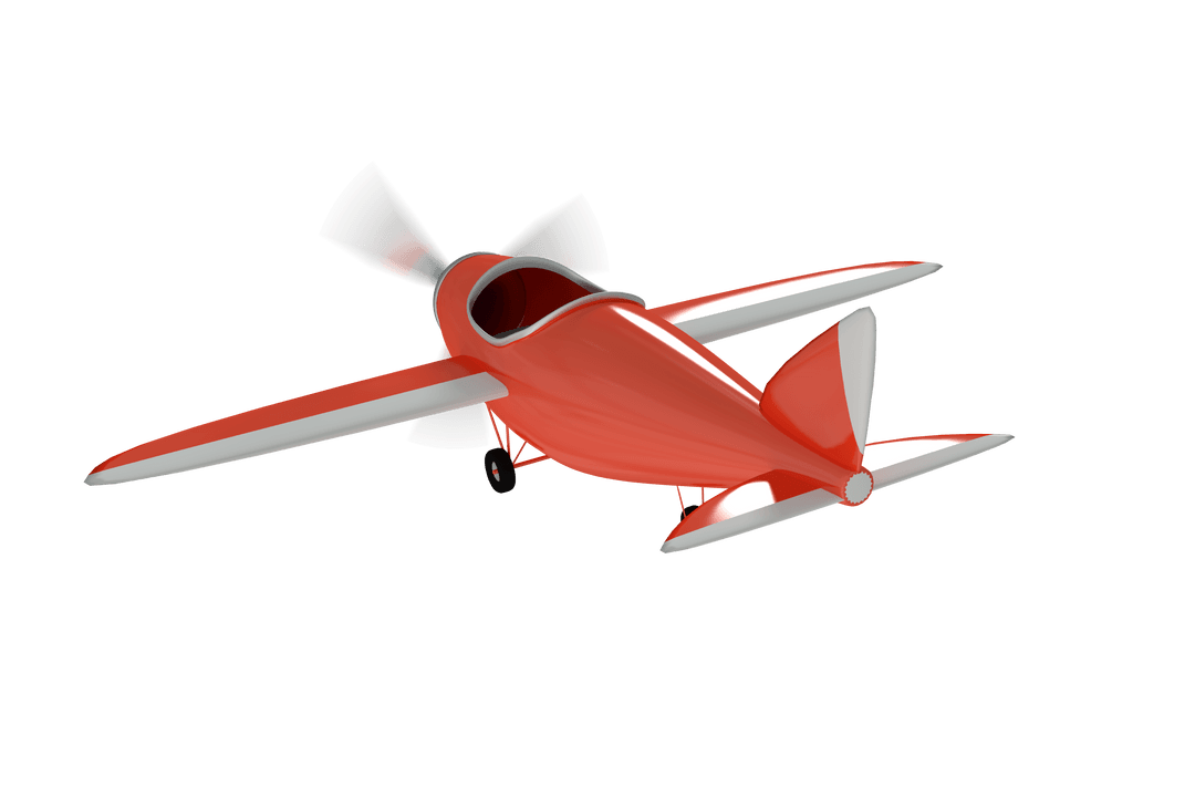 Vector Red Plane Soaring Transparent Background for Aviation Elements