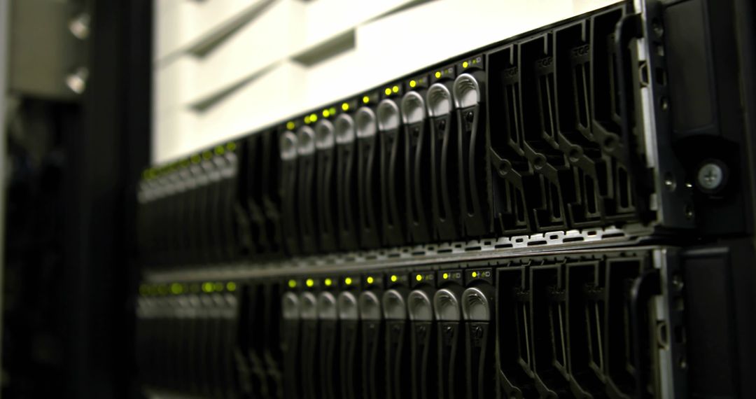 Close Up of Modern Server Technology in Data Center Environment