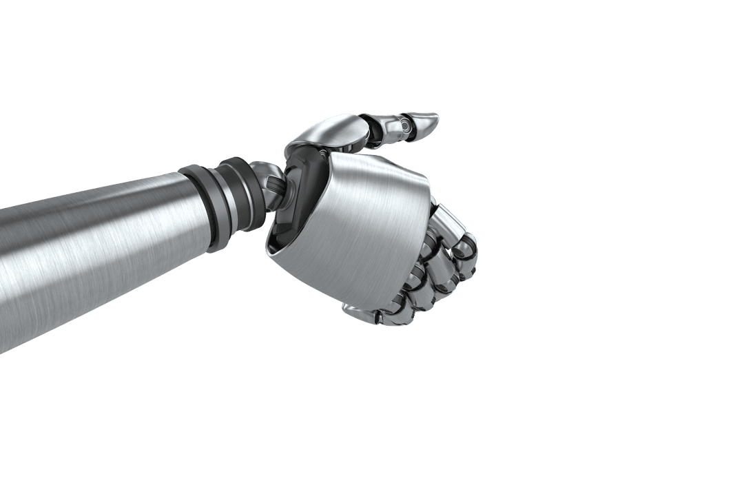 Futuristic Robotic Hand with Metallic Fingers Transparent Background