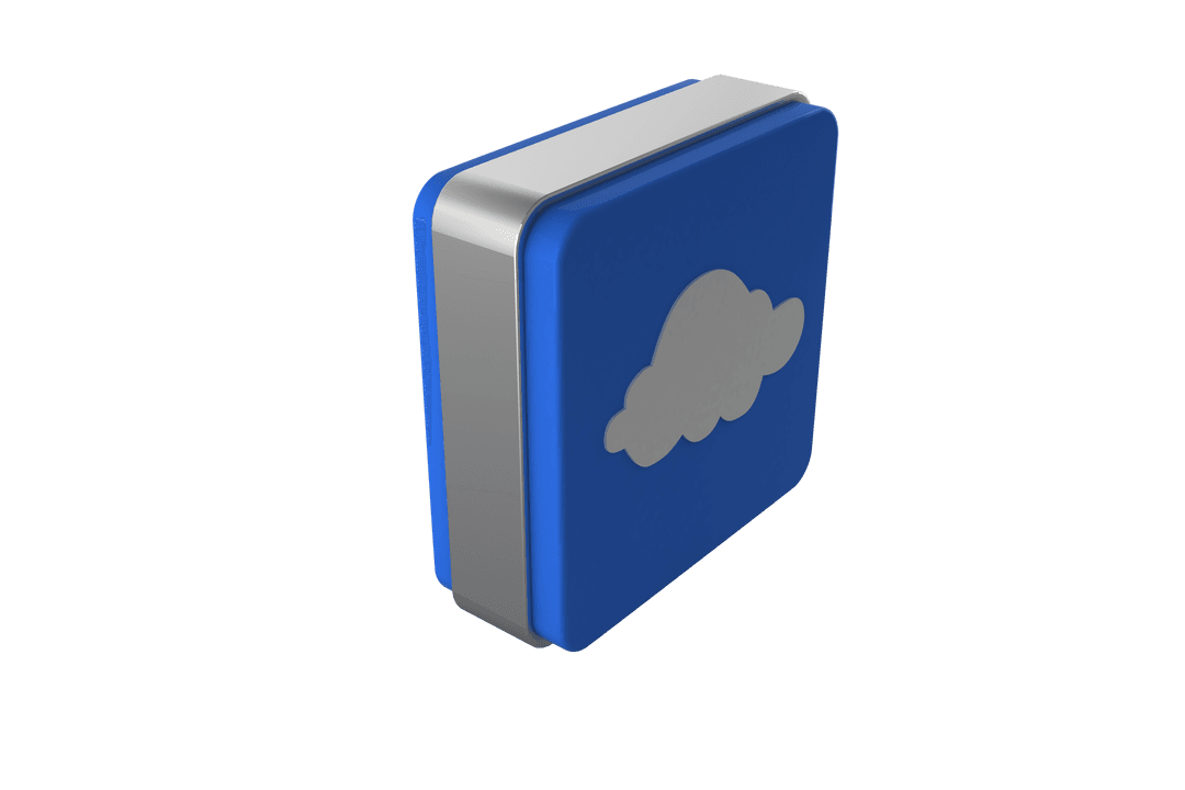 Transparent Cloud Icon on Blue Square
