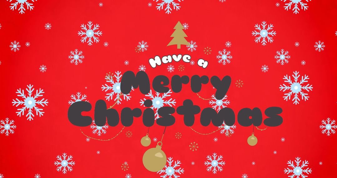 Festive Merry Christmas Message with Snowflakes and Ornaments