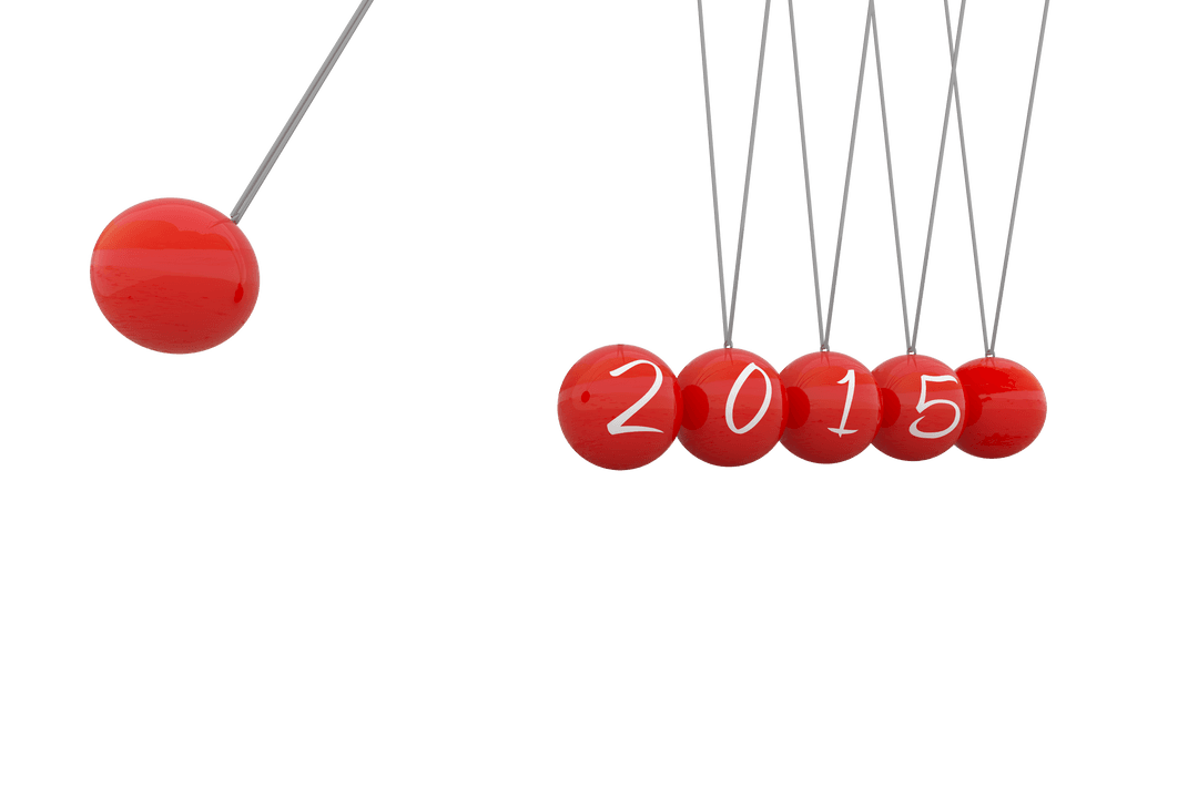 Red Balls with 2015 Text on Transparent Background