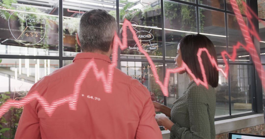 Analysis and Discussion in Modern Office with Data Overlay