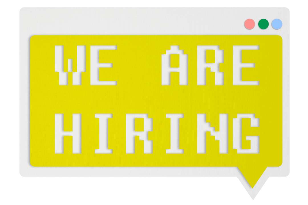 Transparent We Are Hiring Text in Yellow Speech Bubble