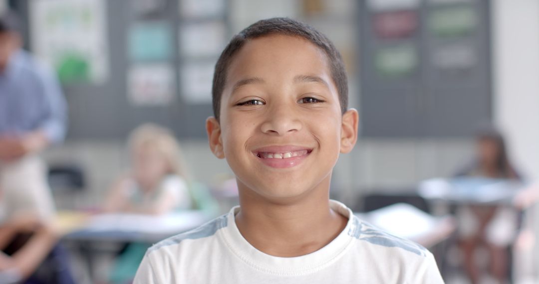 Smiling Child in Classroom, Happy School Atmosphere