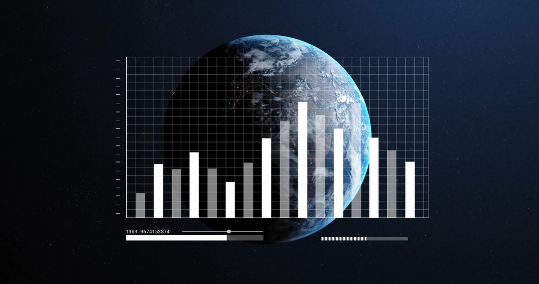 2D Bar Graph Overlay on Planet Earth Providing Global Data Insights