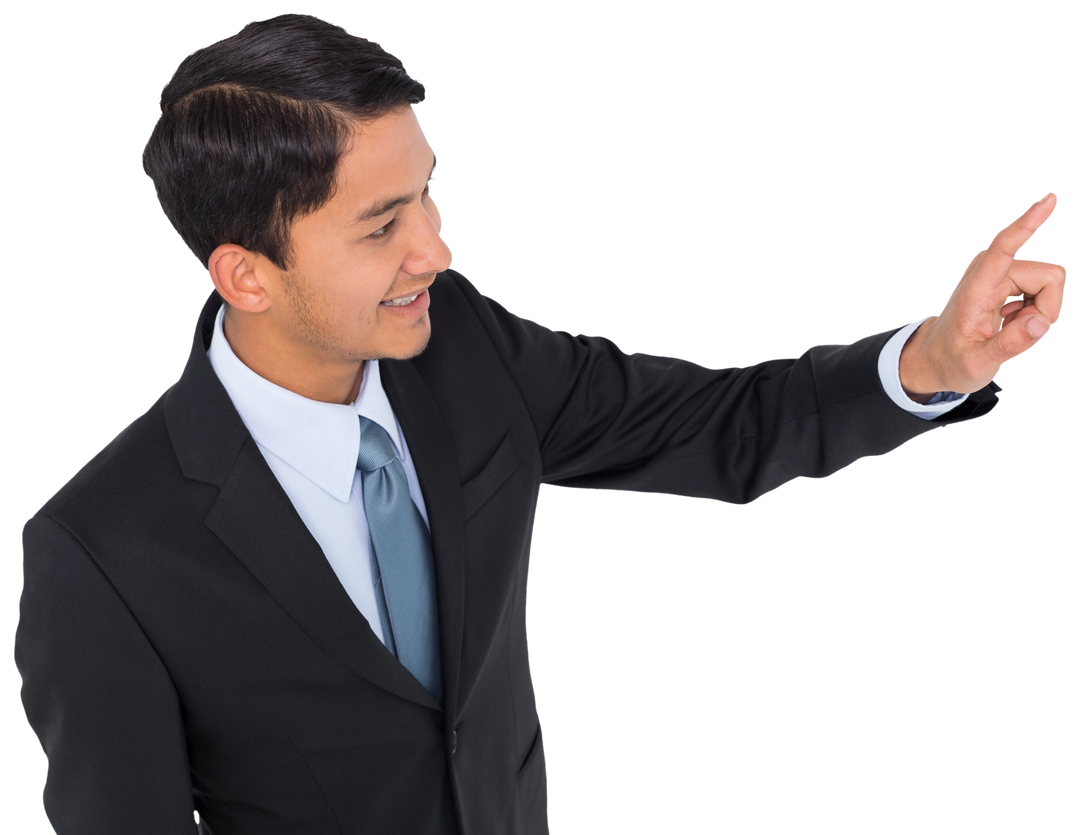 Happy Biracial Businessman Pointing Isolated on Transparent Background - Download Free Stock Images Pikwizard.com