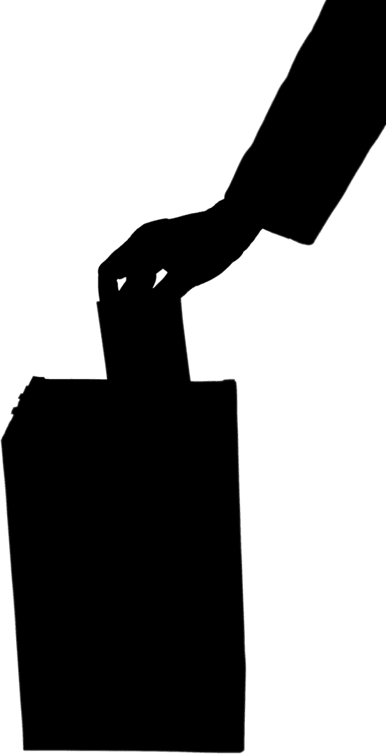 Transparent Silhouette of Hand Voting in Ballot Box