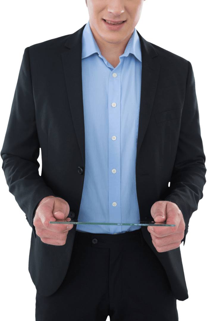 Transparent Glass Interface Businessman