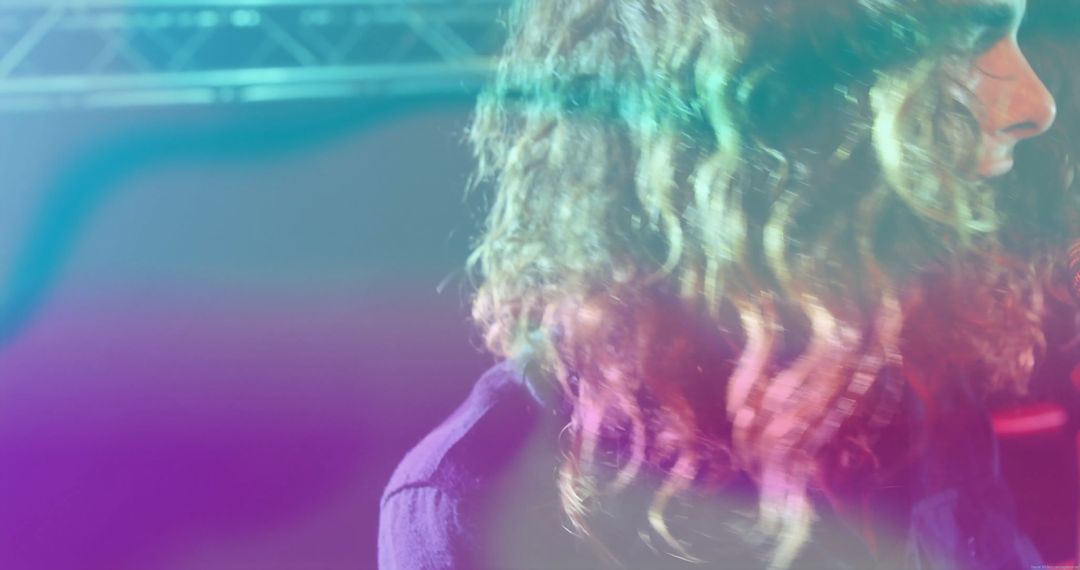 Scenic Neon Stage With Vibrant Lighting and Performer