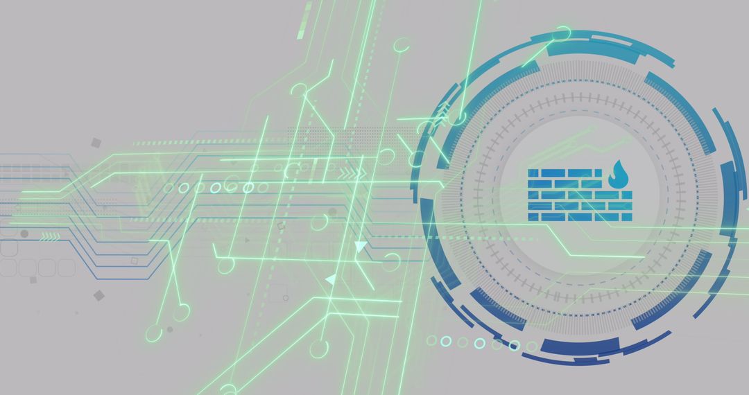Futuristic Digital Firewall with Circuit Interface Elements