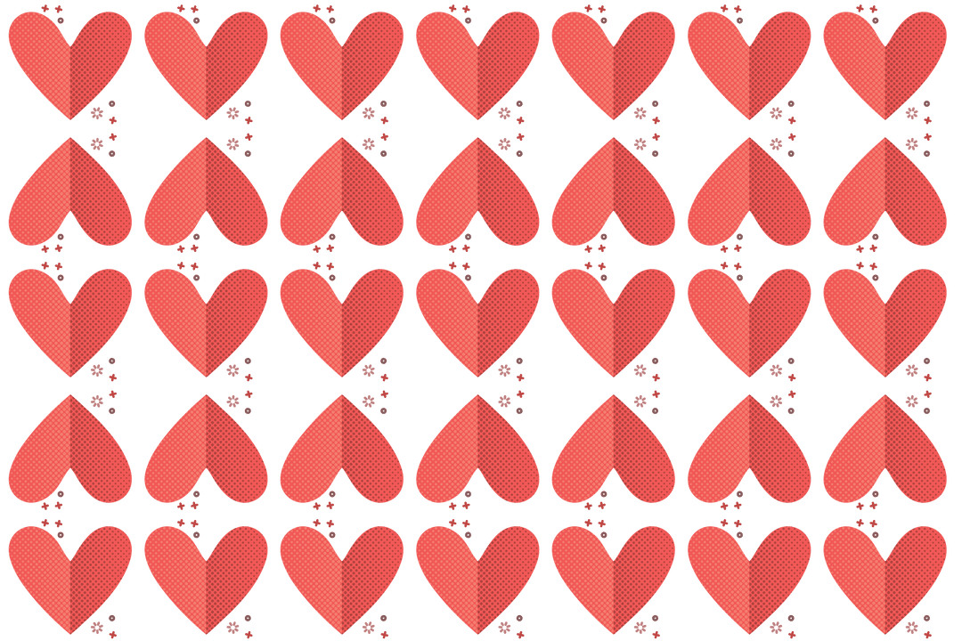 Repeating Red Heart Pattern on Transparent Background