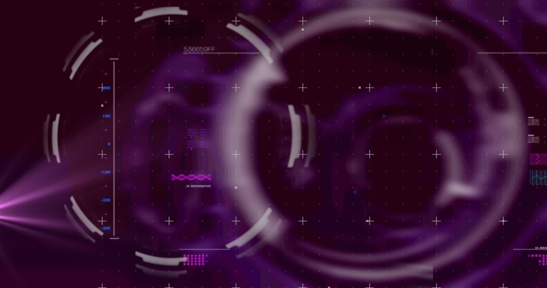 Futuristic Digital Data Interface with Purple Holograms