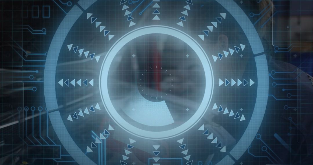 Futuristic Digital Interface Holographic Representation in Modern Office