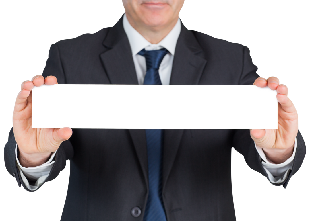 Mature Businessman Presenting Blank Card Transparent Background - Download Free Stock Images Pikwizard.com