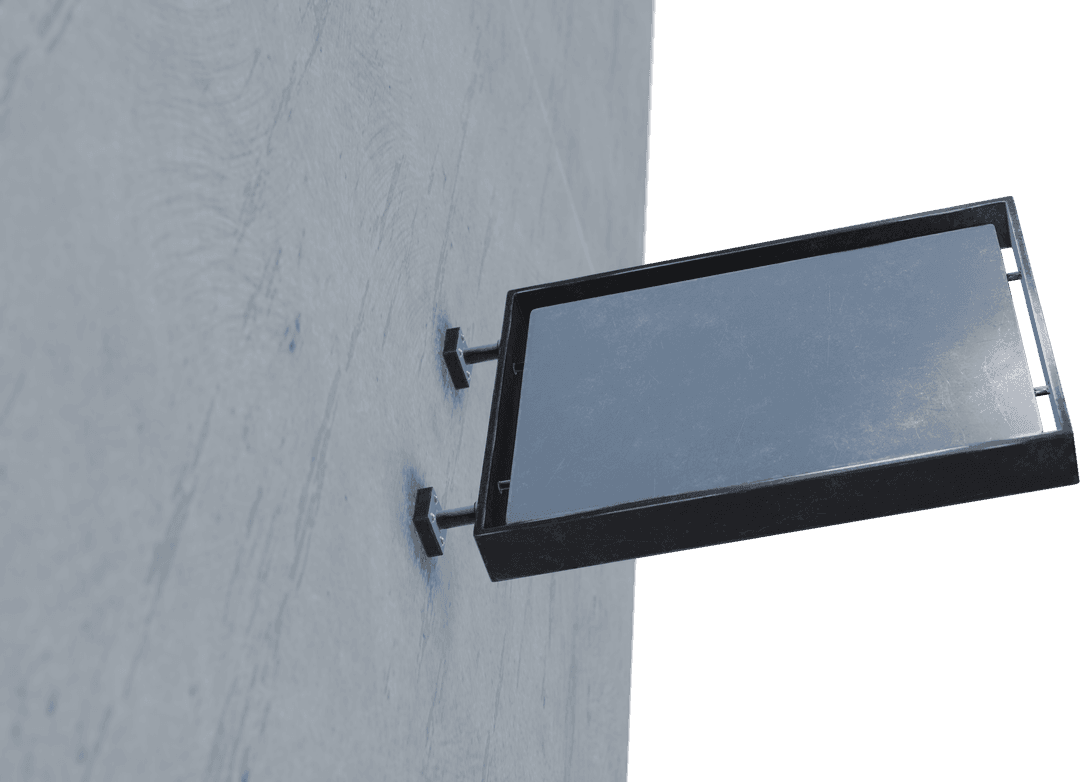 Transparent Blank Business Sign on Grey Wall with Copy Space