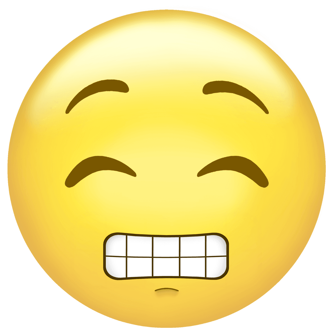 Grinning Emoticon with Clenched Teeth on Transparent Background