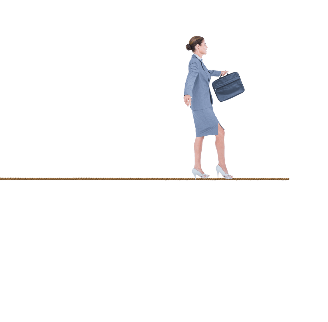 Businesswoman Walking Confidently on Transparent Background