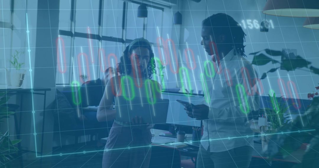 Business Colleagues Analyzing Financial Data on Screens