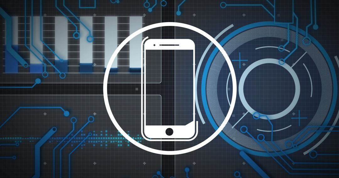 Smartphone Icon on Futuristic Circuit Board Interface