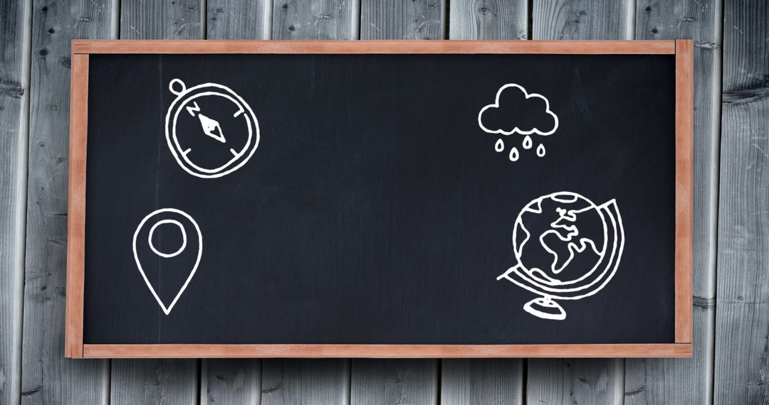 Geography Icons Drawn on Blackboard for Education Theme
