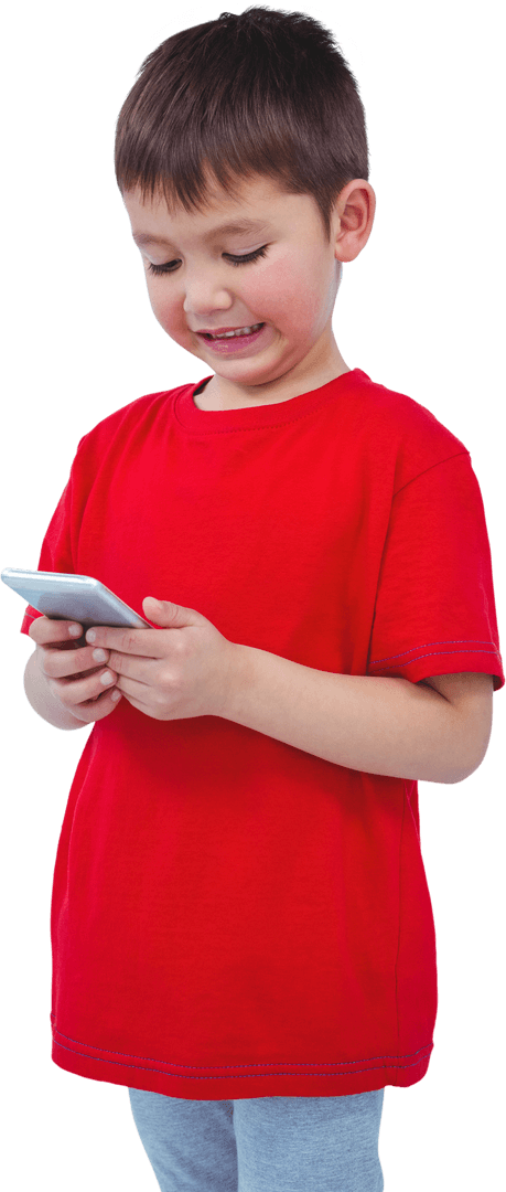Transparent Excited Child Enjoying Smartphone Technology