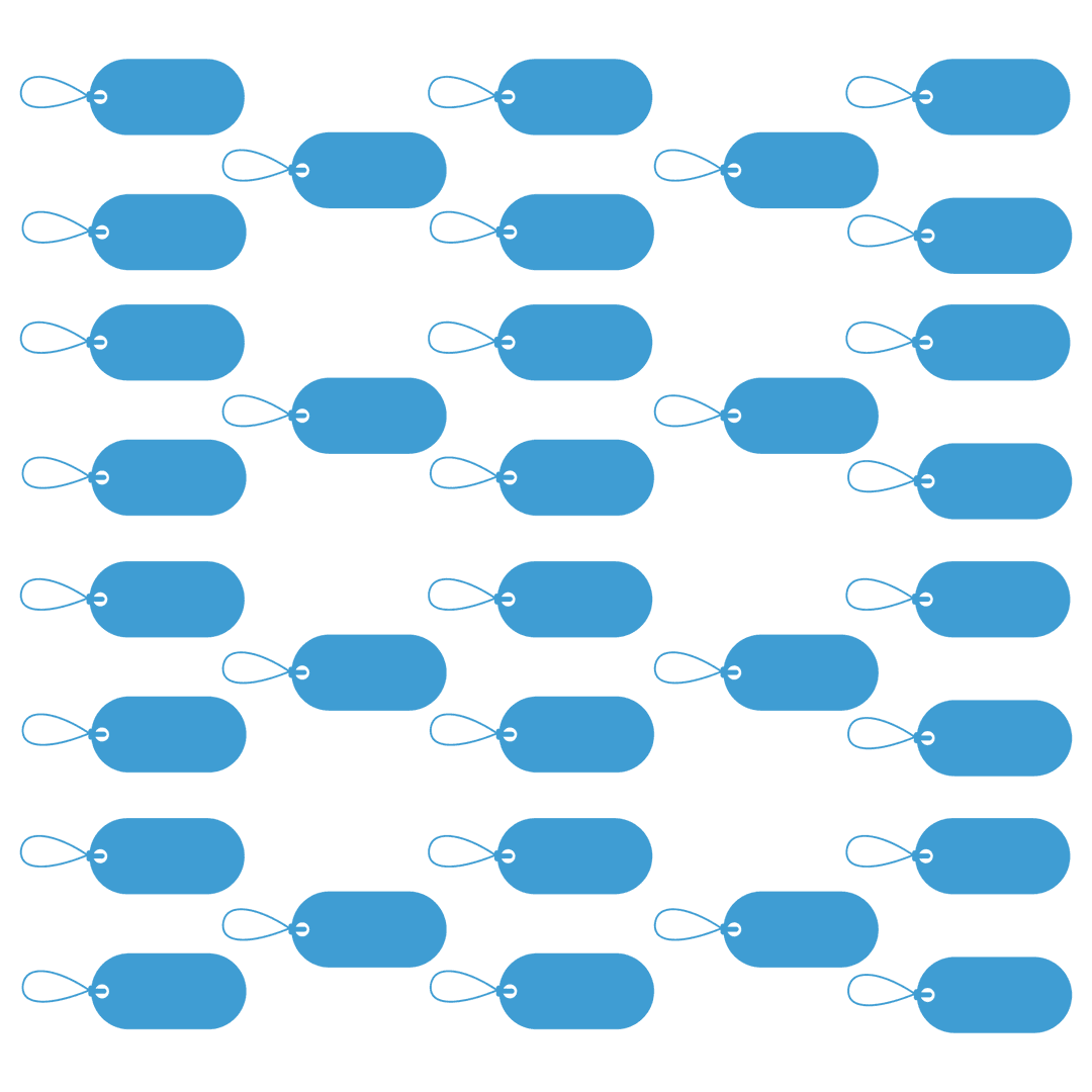 Seamless Row Pattern of Blue Tags on Transparent Background