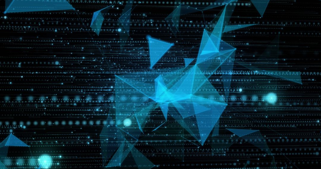 Abstract Digital Technology Network with Blue Geometric Shapes