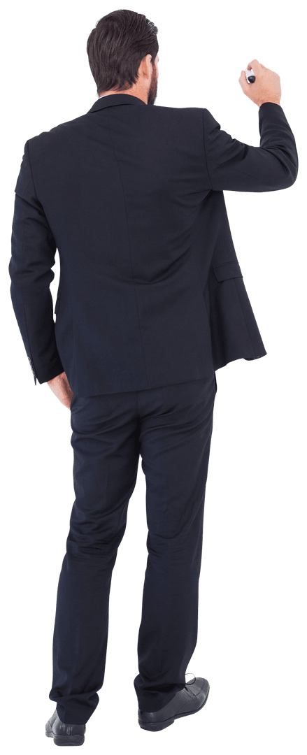 Transparent Businessman in Suit Writing with Marker Gesture