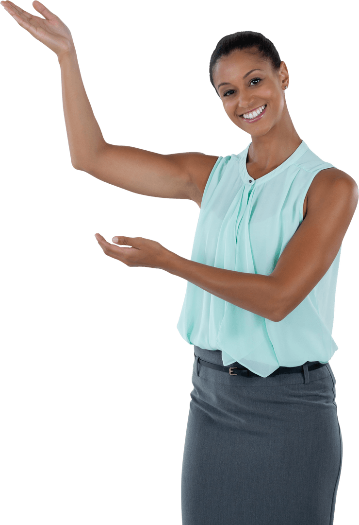 Smiling Businesswoman Gesturing with Transparent Background