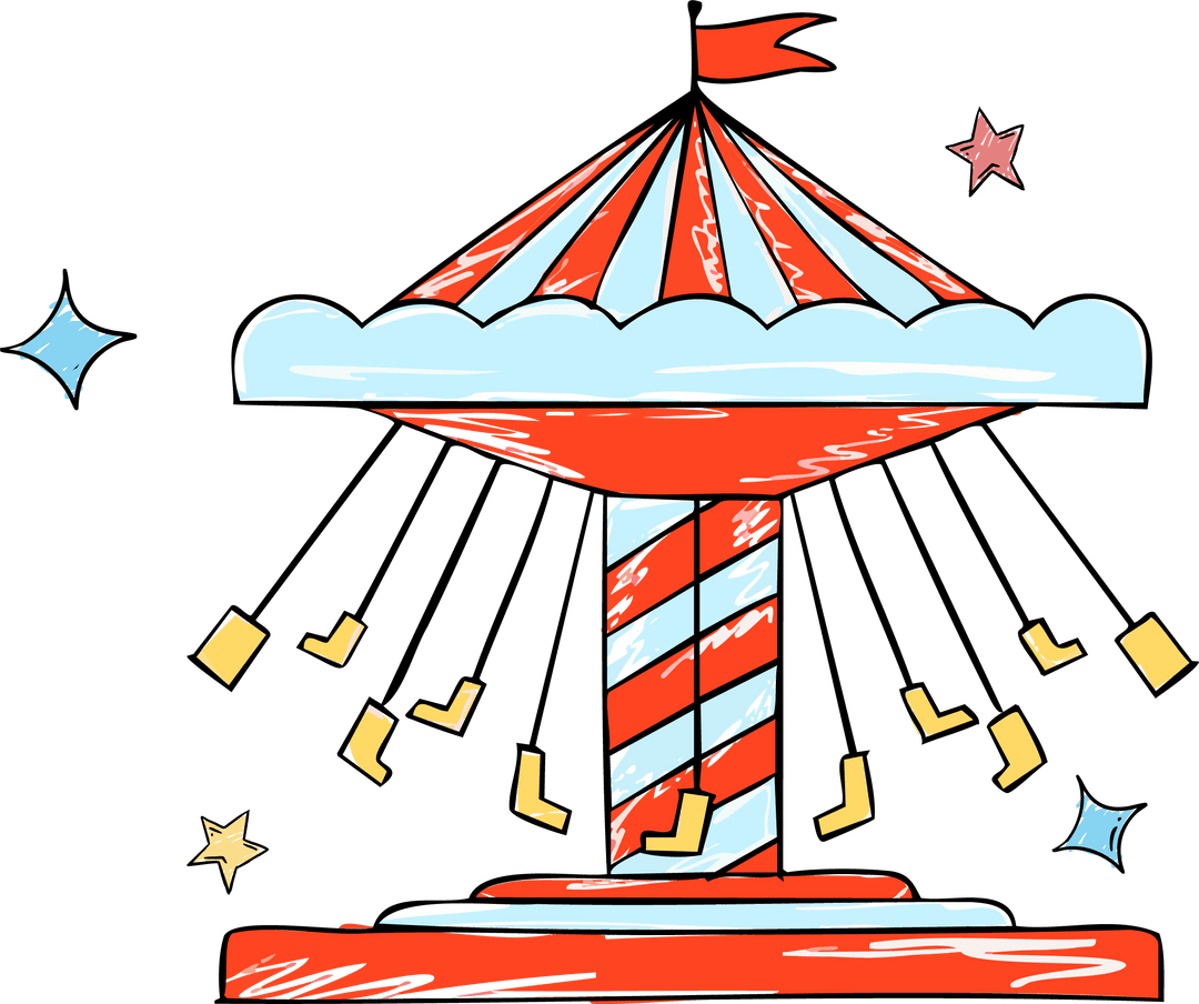Whimsical Carnival Swing Ride on Transparent Background