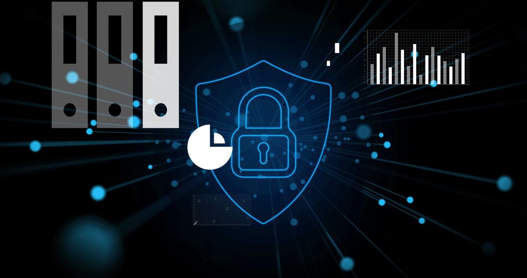 Digital Security Interface with Lock and Data Visualization Elements - Free Images, Stock Photos and Pictures on Pikwizard.com