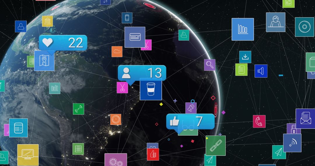 Global Data Network Concept with Social Media Icons
